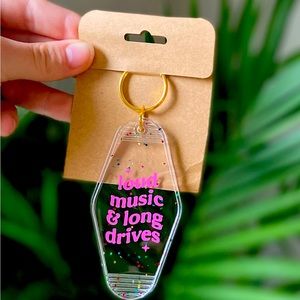 Confetti Loud music and long drive keychain